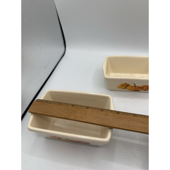 Set of 3 Mini Ceramic Loaf Pans Fall & Holiday Designs Pumpkin Wreath 6.5” - Picture 8 of 9